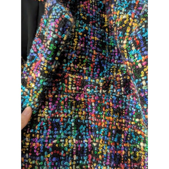 Blank NYC Women Size Small S Multicolor Rainbow Sequin Tweed Blazer Jacket - Picture 14 of 16